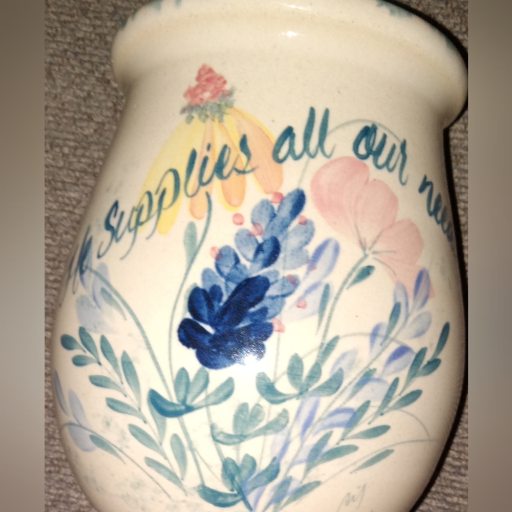 Yesteryears spoon holder is a vintage Pottery Crock, Made in Marshall Texas